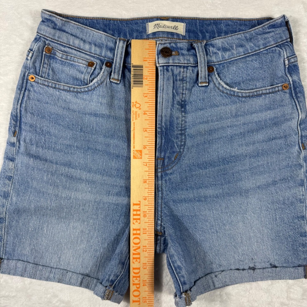 Madewell High Rise Denim Cuffed Shorts Light Wash Blue 26 Womens - Picture 7 of 10